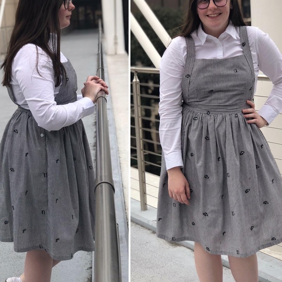 Stripped Pinafore w embroidered eyes XS - Picture 4 of 4